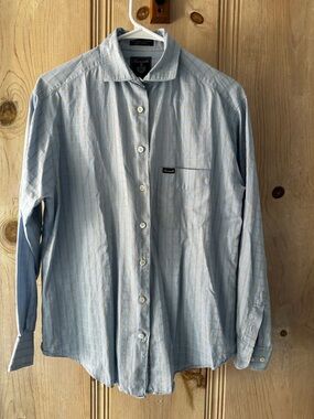 Façonnable Blue Check Button Down Shirt Small